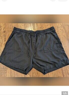 Linen shorts Rayon Black Women's Shorts Size XL